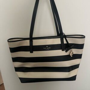 Kate Spade Black and Cream Striped Tote Bag